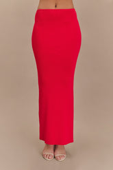 Keaton Fishtail Knit Maxi Skirt - Red